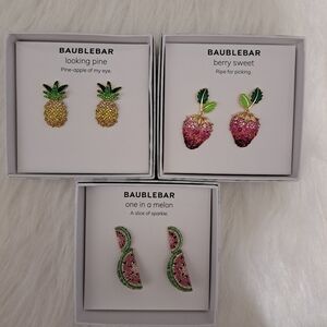 BaubleBar Summer Pineapple Strawberry Watermelon Fruit Stud Dangle Earring